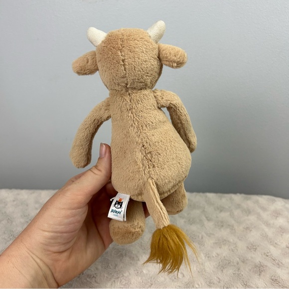 Jellycat Bashful Cow Plush Stuffed Animal Toy Tan Bull Calf Small 8" Lovey - Picture 3 of 7